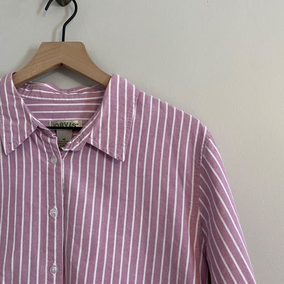 100% Cotton Orvis Lavender Striped Button Down Top SIZE 18 - Picture 2 of 6